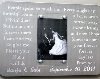 Steel Engraved 11th Anniversary Picture Frame, for Wedding Vows, First Dance Song, Metal Personalized Anniversary Gift, Traditional Gift,