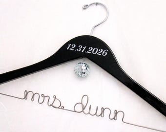 Personalized Wedding Dress Hanger: NYE Disco Ball, Bridal Gown Hanger