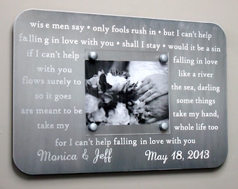 10 Year Anniversary Gift - Personalized Wedding Song Lyrics, Metal Engraved Picture Frame, Custom Song Lyrics Wall Art, Wedding Vows Sign