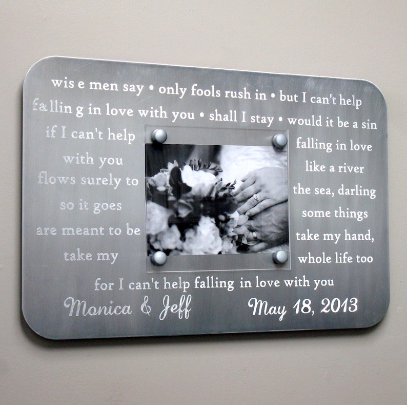 SHIPS FAST Anniversary Photo Frame Vows Personalized Anniversary Gift Metal Picture Frame Wife Anniversary Gifts Engraved Picture Frames Horizontal