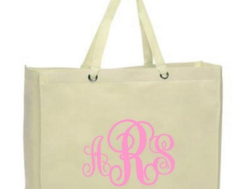 Monogram Tote Bag: Personalized Interlocking Initial Canvas Shopper