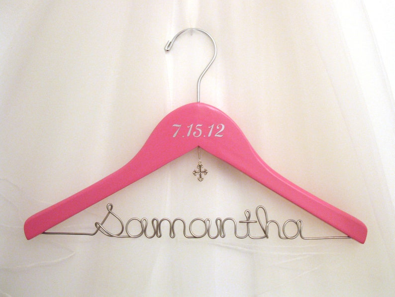 Newborn Baptism / Christening Hanger Gift Personalized & Custom for Child, Baby, or Toddler Small Hanger Suspended Moments image 1