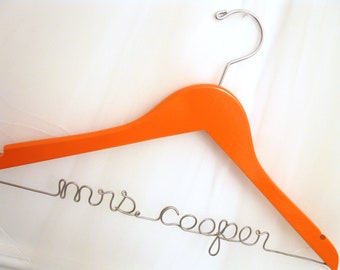 Orange Wedding Dress Hanger - Personalized for Brides, Mrs. Hanger, Shower Gift, Bachelorette Party Gift