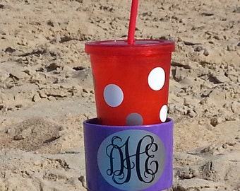 Monogrammed Beach Cup Holder: Personalized Drink Spiker, Spring Break Gift