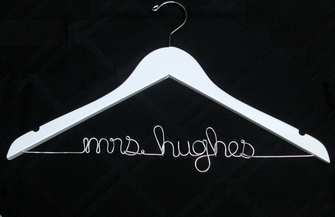 White Personalized "Mrs" Wedding Dress Hanger for Brides - …