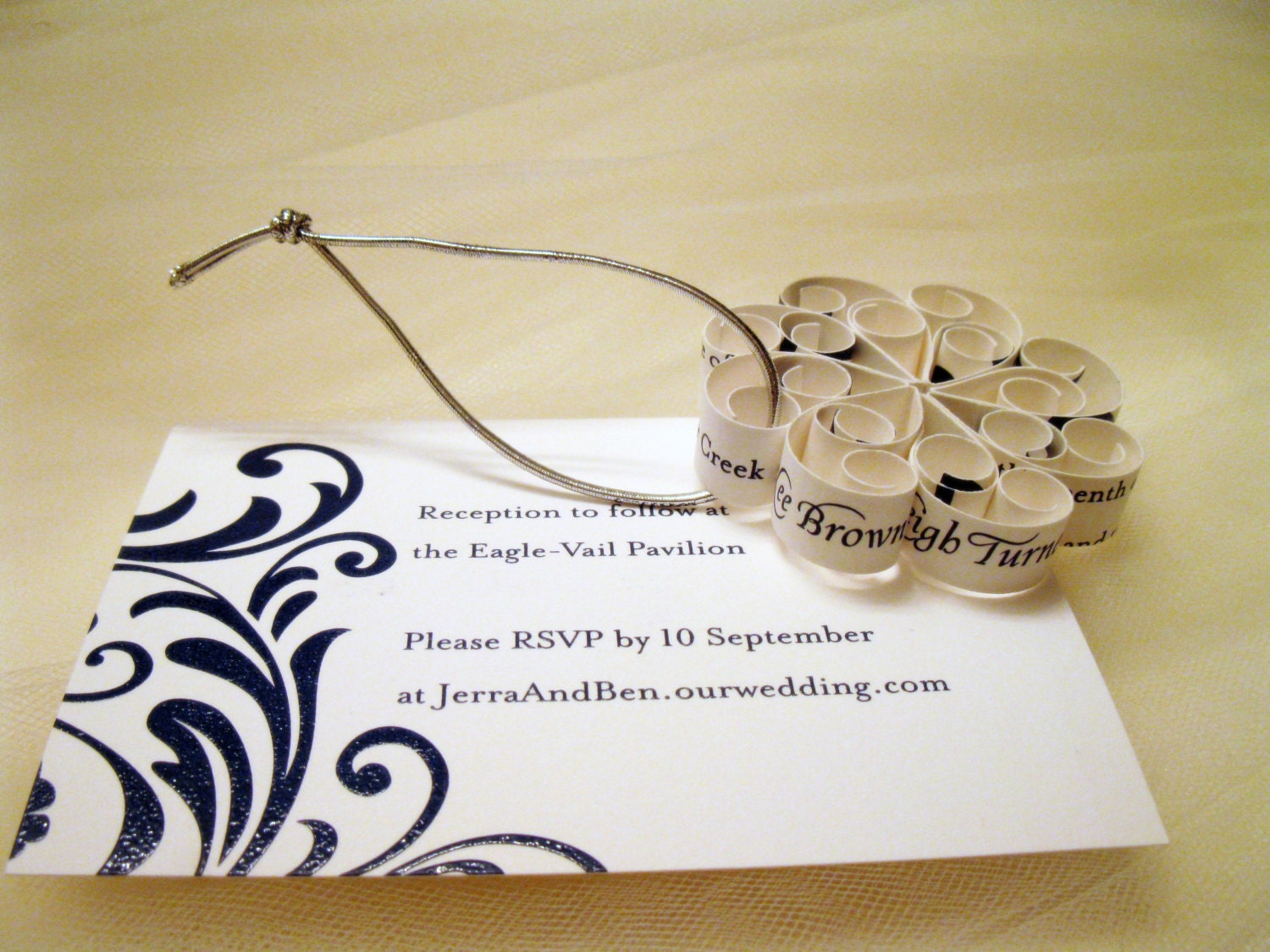 Wedding Invite Ornament Snowflake - First Christmas Gift made from Pa…