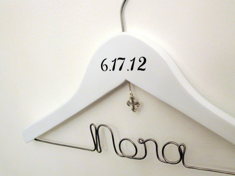 Newborn Baptism / Christening Hanger Gift Personalized & Custom for Child, Baby, or Toddler Small Hanger Suspended Moments image 4