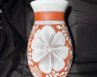 Vaso per fiori Talavera messicano fatto a mano, marrone e bianco, Cielito Lindo / Interno sigillato / Ceramica decorativa //