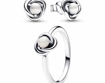 pandora 925 sterling silver june birthstone eternity circle ring stud earrings