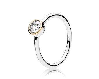pandora ring tvåfärgad liten cirkelring pensionerad