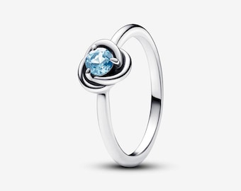 pandora 925 sterling silver march birthstone eternity circle ring