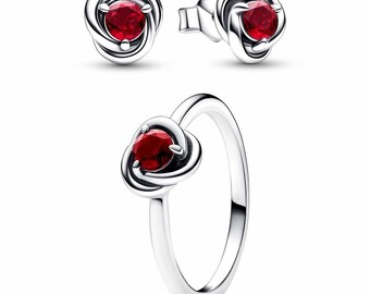 pandora 925 sterling silver january birthstone eternity circle ring stud earrings