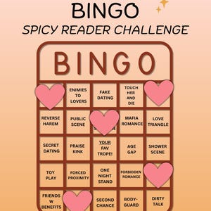 Example of filled-in trope bingo card with marked off squares. Used to track tropes found in smutty or dark romance books.