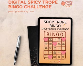 Jogo de Bingo Spicy Trope | Desafio de Leitura Romântica | PDF BookTok Tropes | Rastreador Digital de Obscenidades