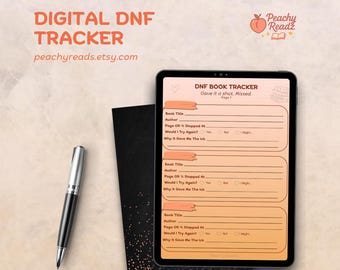 Digital Book Journal Page | DNF Book Tracker Printable PDF | Did Not Finish Reading Log & Bookish Planner for Readers