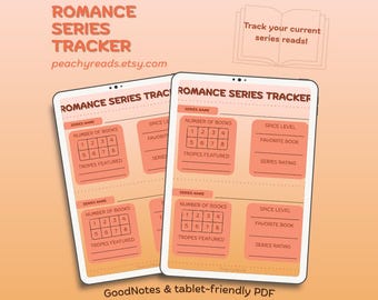 Romanze Serie Tracker Digital Buch Log PDF | Track Tropes, Spice & Favorites | GoodNotes Journal PeachyReadz Aesthetic