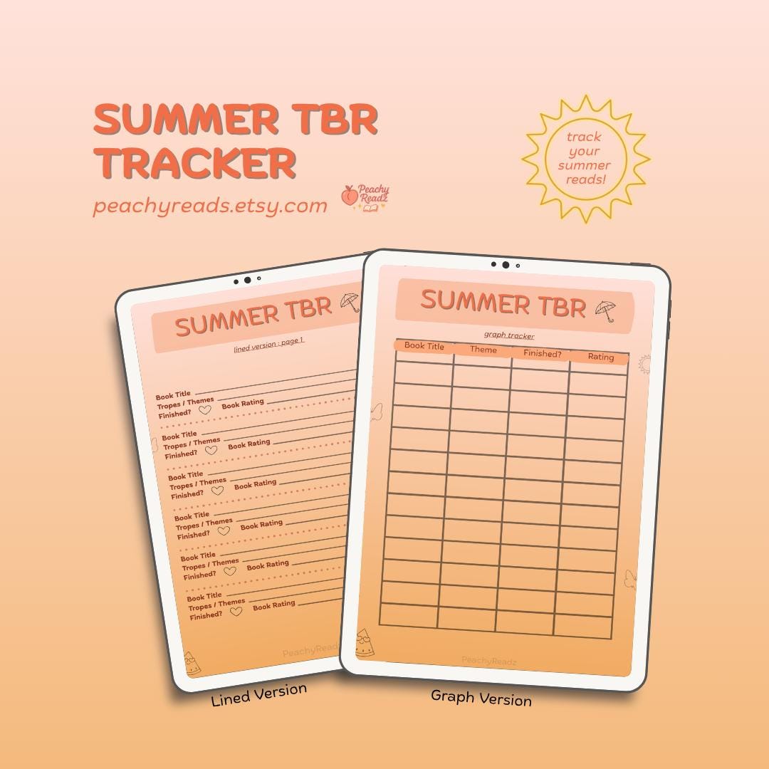 Summer TBR Tracker | Digital Reading Journal PDF for Book Lovers | 2 ...