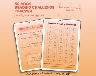 50 Book Reading Challenge Tracker | Digital Book Goal Planner PDF for Goodnotes & Digital Journals | Aesthetic Reading Log Download