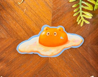 Egg Bear Vinyl Sticker | Sunny Side Up Buddies, Waterproof Laptop Water Bottle Decal
