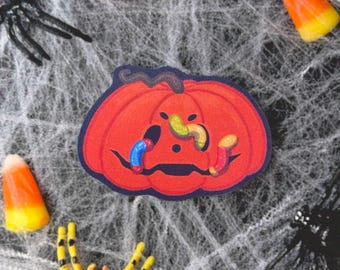 Gummy Worm Pumpkin Vinyl Sticker | Halloween Sticker | Waterproof Laptop Water Bottle Decal