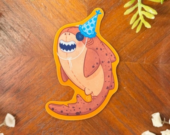 Party Tiger Shark Vinyl Sticker | Waterproof Laptop Water Bottle Decal
