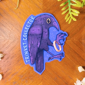 Pegatina de vinilo de cuervo coleccionable / Pegatina impermeable de pájaro adorable para portátil, diario y botella de agua