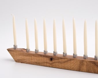 Modern Menorah Hanukkah Menorah Salvaged Wood Candle Holder Chanukah LIOR