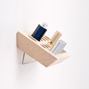 Lipstick Holder Lipstick Organizer Natural Wood Makeup Organizer for Countertop and Wall Mount 20 Spaces EMMA