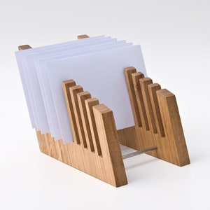 Wooden File Holder / Decorative Desktop Sorter / File Organizer for Desk / Office Desk Organization / Mail Organizer LONG FRITZ OAK image 4