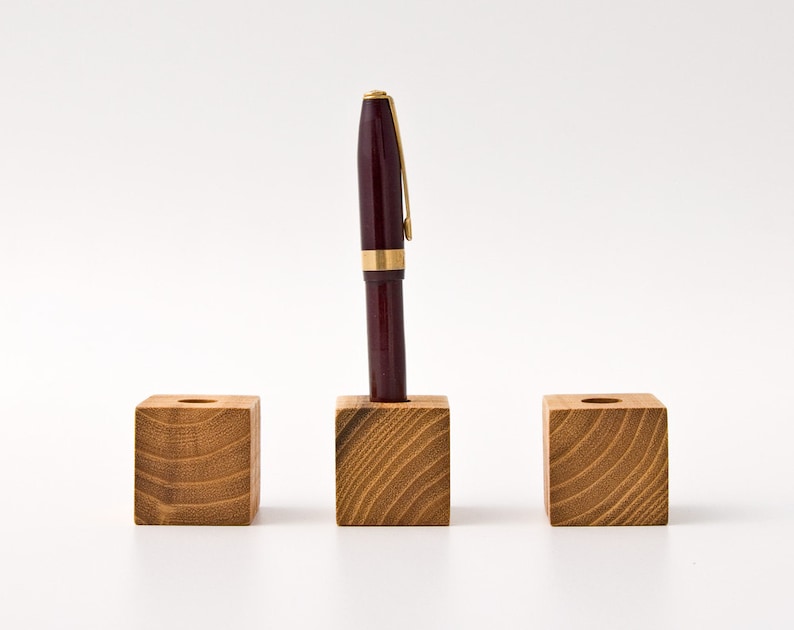 Stylus Holder, Single Pen Holder, Touchpen Holder, Wooden Office Supply Bob Set of two image 5