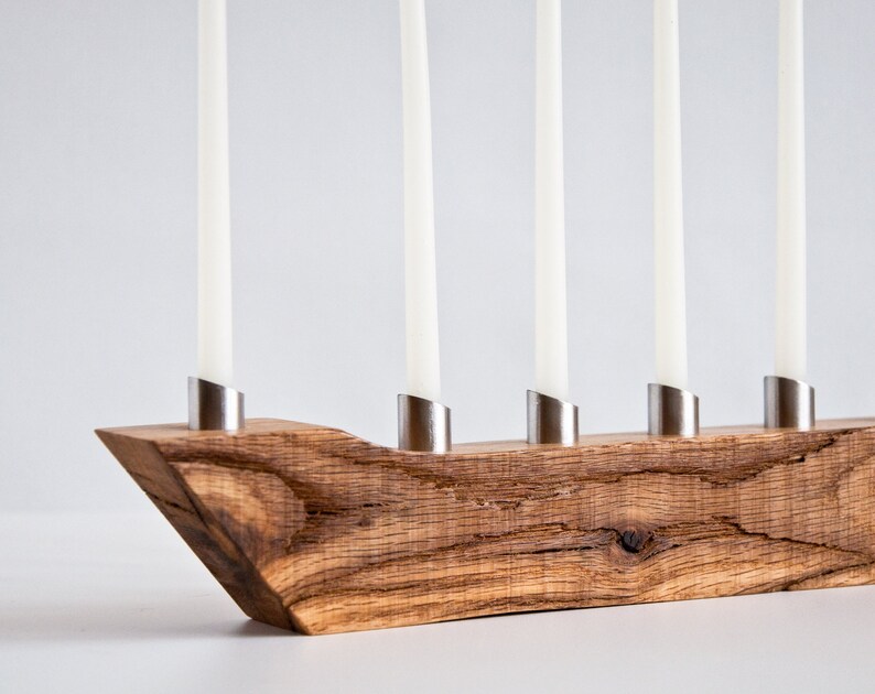 Modern Menorah Hanukkah Menorah Salvaged Wood Candle Holder Etsy