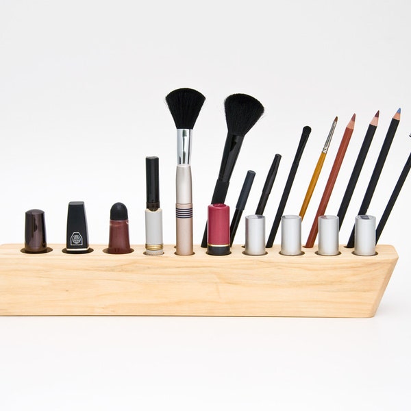 Wooden Makeup Organizer / Brush Holder / Lipstick Storage "Big Scarlett"