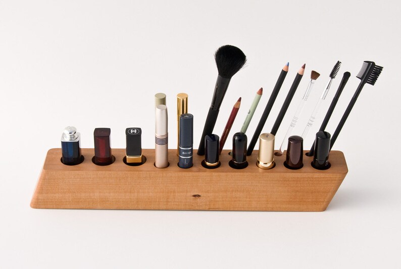 Handmade Pear Wood Makeup Organizer / Lipstick Holder / Sustainable Brush Storage SCARLETT P image 7