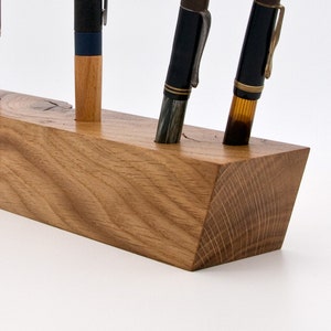 Unique Wooden Fountain Pen Holder / Handmade Decorative Pen Stand / One of a Kind Office Gift 046 image 5