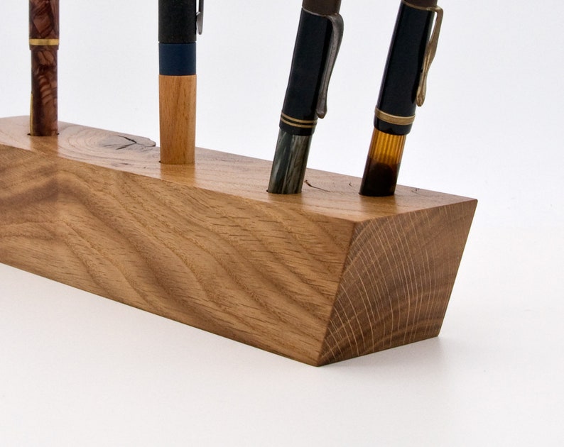 Unique Wooden Fountain Pen Holder / Handmade Decorative Pen Stand / One of a Kind Office Gift 046 image 5