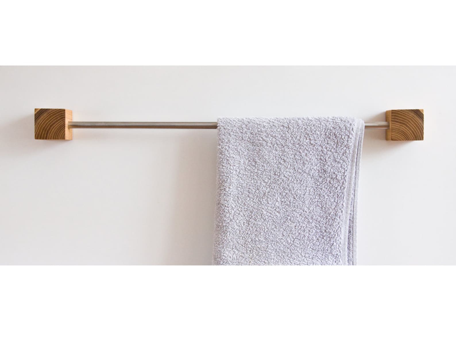 Towel Rack Stainless Steel Towel Rail With Wooden Etsy