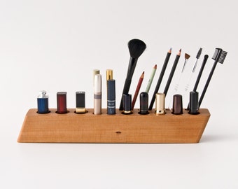 Pear Wood Makeup Organizer / Makeup Holder / Makeup Brush Storage / Lipstick Organizer BIG SCARLETT P
