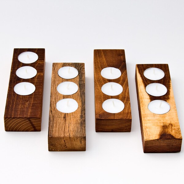 Tealight Candle Holder Reclaimed Wood Seed Starter ILA