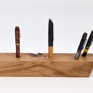 Unique Wooden Fountain Pen Holder / Handmade Decorative Pen Stand / One of a Kind Office Gift 046 image 4