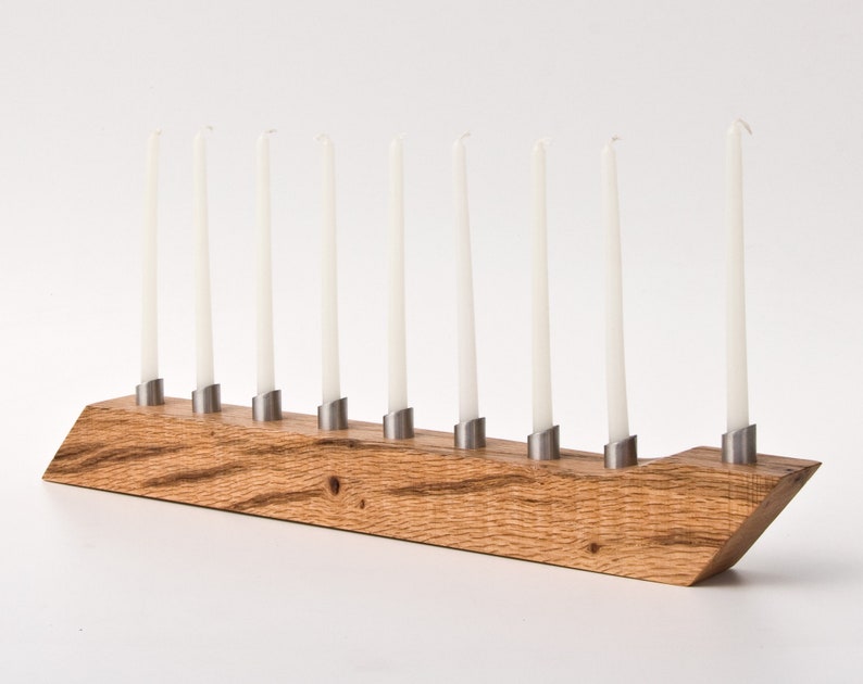 Modern Menorah Hanukkah Menorah Salvaged Wood Candle Holder Etsy