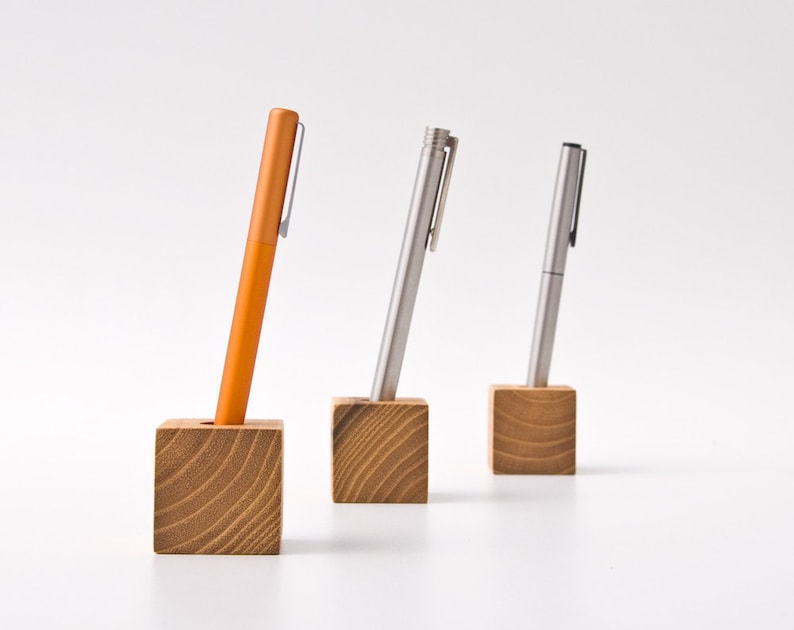 Stylus Holder, Single Pen Holder, Touchpen Holder, Wooden Office Supply Bob Set of two image 3