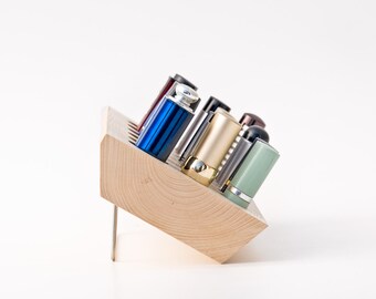 Lipstick Holder Lipstick Organizer Natural Wood Makeup Organizer for Countertop and Wall Mount 20 Spaces EMMA