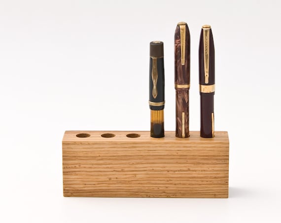 SHEYLE Wood Pen Tray,desk organizers and accessories,Pen Holder For  Desk,Pen Tray,Decorative Display Stand for Expensive Fountain & Gel  Pens,Pen Rest