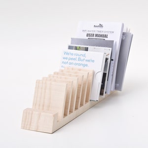 Small Merchandise Display / Wooden Card and Sign Holder for Frontdesk / Hard Disk Storage / Countertop Organizer BLANCHE image 5