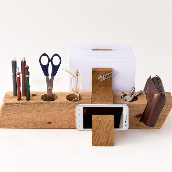 Grote bureauopberger / Handgemaakte houten bureauopberger / Kantooropberger AUGUST