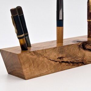 Unique Wooden Fountain Pen Holder / Handmade Decorative Pen Stand / One of a Kind Office Gift 046 image 6