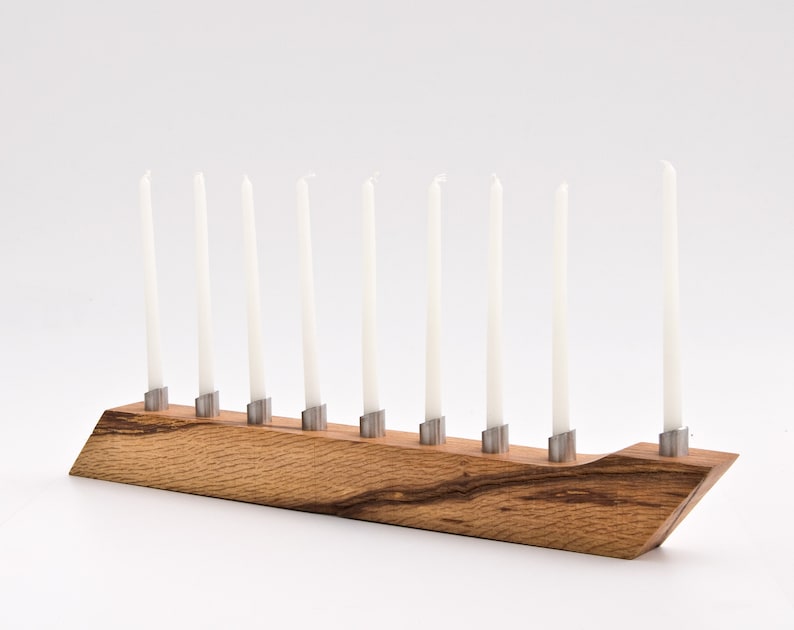 Modern Menorah Hanukkah Menorah Salvaged Wood Candle Holder Chanukah LIOR image 1