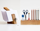 DESK ORGANIZER SET, Wooden Desk Set, Desktop Organizer, Wood Mail Organizer
