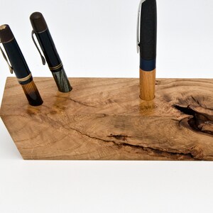 Unique Wooden Fountain Pen Holder / Handmade Decorative Pen Stand / One of a Kind Office Gift 046 image 3