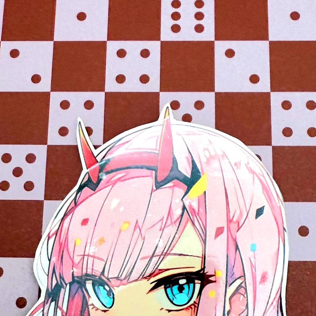 Peeking ZERO TWO Waifu Glossy Vinyl Peeker Anime Girl Sticker | Durable ...